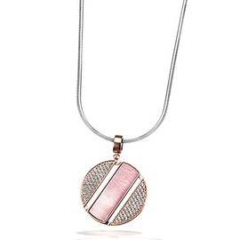 Goldmaid Women's Necklace Lovely Rose 925 Sterling Silver Pendant Rose Gold-Plated 1 Mother of Pearl Pink 80 Zirconia Snake Chain 45 cm Pendant and Chain, Mother of Pearl Cubic Zirconia