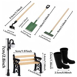 Danishsy Miniature Garden Accessories, Fairy Garden Gnome Accessories Decoration, 7 Pieces Mini Garden Furniture Things, for DIY, Fairy Garden Decoration, Dollhouses, Birthday Gifts for Boys and Girls