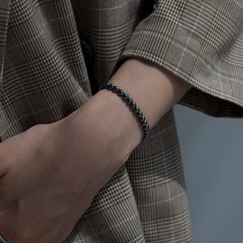 Landorilo Natural Healing Gemstone Beaded Bracelet made from 4mm Round Stone Beads, Women Men Stretch Crystal Yoga Bracelets, Christmas, Birthday Gift(R Hematite)