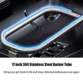 CANDANA Burner for Weber Q100, Q120, Q1000, Q1200, Baby Q Gas Grill, 17inch 304 Stainless Steel Burner Tube 386001, 386002, 516002, 516001, 50060001, 51060001 Replacement Part 69957, 41657 60040