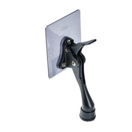 HOME&I Adhesive Kick Down Door Stopper,No Drilling Large Self Adhesive Plate,Height-Adjustable Rubber Foot (Black, 4 inch x 1 Pack)