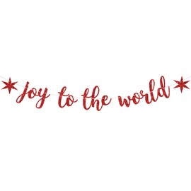 Joy to The World Banner Happy Winter Holiday Garland Christmas Decoration Supplies Joy Christmas Decor Red Glitter
