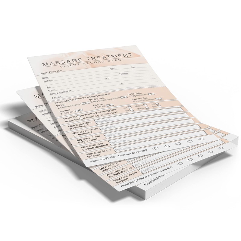 Massage Client Record Card - Treatment Consultation Form for Mobile