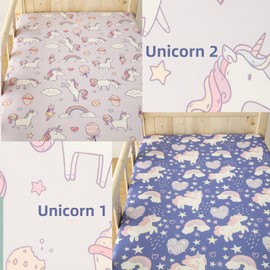 SDIII 2 Pack Unicorn Crib Sheets for Baby Girl 52×28 Stretchy Microfiber Jersey Knit Fall Baby Sheets for Standard Crib and Toddler Mattress