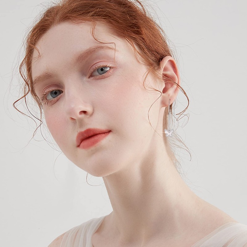 Dreamboat Butterfly Earrings Sterling Silver Butterfly Dangle Earrings White Shell