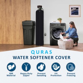 QURAS Water Softener Cover Outdoor, Water Softener Tank Jacket All-Weather Protection, Heavy Duty Synthetic Rubber to Prevent Sweating (Black, 10 * 54 inch)
