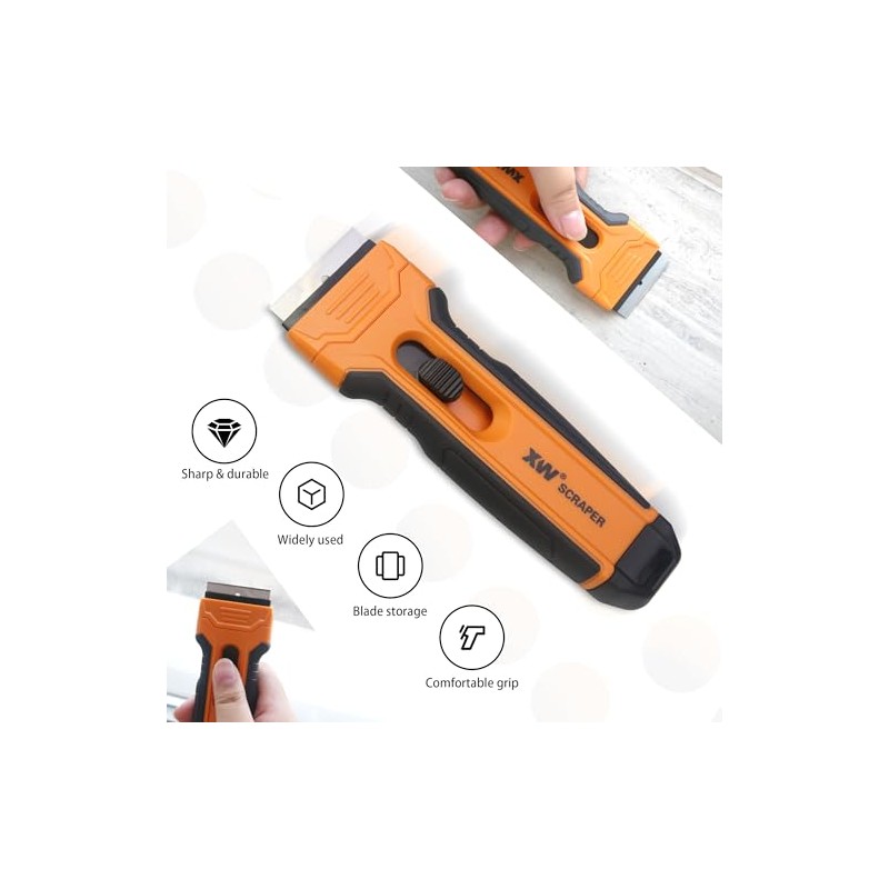 XW 2-Pack Razor Blade Scraper with 4 Spare Blades in