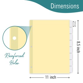 Binder Dividers, 8 Tab Dividers for 3 Ring Binder, 12 Sets of Binder Dividers with Tabs (Total of 96 Tabs for Binders) - Paper Dividers with Insertable Clear Plastic Binder Tabs