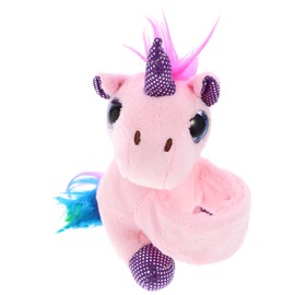 ibasenice Plush Unicorn Slap Bracelets - Stuffed Animal Snap Wristbands Toy Furry Unicorn Wrist Cuffs Fuzzy Unicorn Bracelets