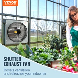 VEVOR 24 Inch Shutter Exhaust Fan Wall Mounted, High-Speed 3320CFM, Vent Fan For Garages, Shops, Greenhouse, Attic Ventilation, AC Motor, Fan Only
