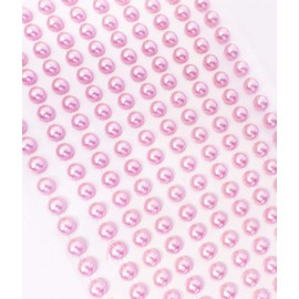 200 Self Adhesive Pearls 6mm Beautiful Small Round Pearl Stick On Adhesive Beads Embellishment (Pink)