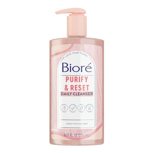 Bioré Rose Quartz + Charcoal Daily Purifying Cleanser, Oil Free