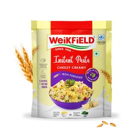 Weikfield Cheesy Creamy Instant Pasta 64gm, Delicious instant meal with cheesy flavour, cooked in 10 minutes, Non-GMO, gluten free