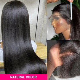 Condescension Human Hair Wig HD Natural Black Straight Wigs Human Hair 200% Density Real 13X6 Natural Black Straight Wigs Pre Plucked for Black Women