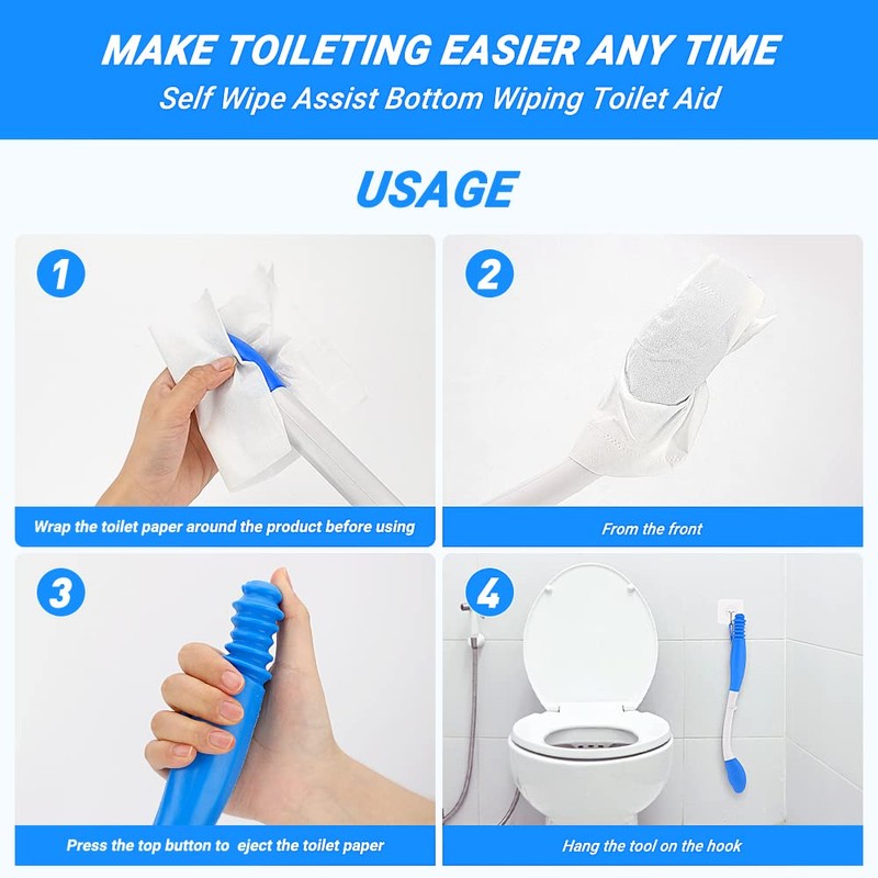 Jhua Foldable Butt Wiper Tool for Women Men Toilet Aids