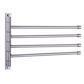 GERZWY Wall Mount Bath Towel Rack with 4 Arms Hanger Towel Holder Bathroom Swing Arm Towel Bars Organizer Polished Stainless Steel HYG04-JG