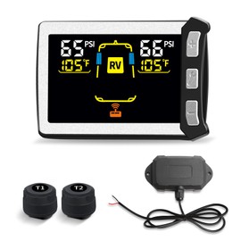 Masoll RV/Trailer Tire Pressure Monitoring System, Tire Pressure Monitor with Color LCD Display, TPMS with 2 Sensors for Travel Trailer/5th Wheel/Camper, 0-87PSI with 120ft Transmission Distance