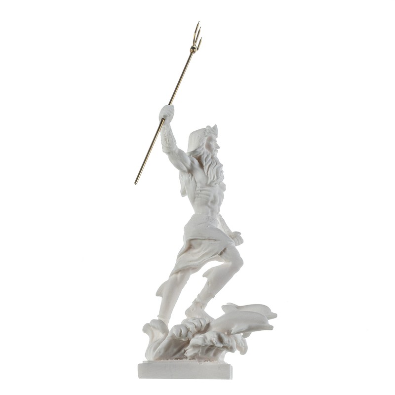 BeautifulGreekStatues Poseidon Greek God of The Sea with Trident Alabaster