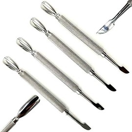4 pcs Stainless Steel Nail Art Manicure Cuticle Spoon Pusher Remover Tool Set New Care Pedicure Salon Spa Accessories Cutter Nipper Clipper Cut & Cleaner Nippers Grooming Kit (Spoon)
