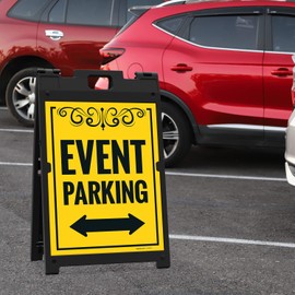 Event Parking With Bidirectional Arrow Sidewalk Sign Kit, (SI-74102) 18x24 Inches, With A Frame Stand, Made in USA