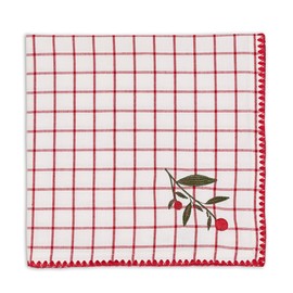 DII Holiday Sprigs Dining Table & Kitchen Décor, Napkin Set, 20x20, Red Berry Sprig, 6 Piece