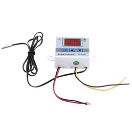 Digital Temperature Controller Pre-Wired Thermostat with Waterproof Sensor, XH-W3002 DC 24V 2-Stage Heating and Cooling Mode (DC12V)