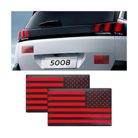 Zpana American Flag Metal Car Emblem Decal, 2PCS Embossed 3D Aluminum Alloy Vehicle Bumper Sticker, Patriotic Automotive Side Window Decal Accessories, Universal for SUV, Sedan, Truck(Black/Red)