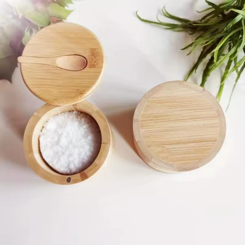 Wooden Seasoning Container for Salt and Spices – Lidded Condiment