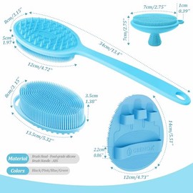 Juego Guantes Baño Suaves Exfoliantes Silicona Espalda Cuerpo Cabezal Cepillo Doble Cara Guante Ajuste Manual Limpiador Facial