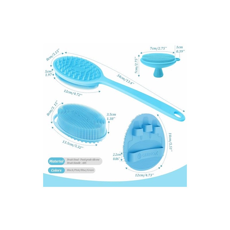 Juego Guantes Baño Suaves Exfoliantes Silicona Espalda Cuerpo Cabezal Cepillo