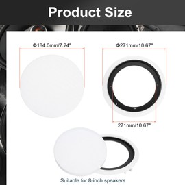 MECCANIXITY Ceiling in-Wall Speaker Grille Cover and Base, 8 Inch White Round Metal Recessed Drop Ceiling Speakers Magnetic Dust Covers for Sound System