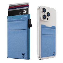 TOYFID Credit Card Holder with Coin Pocket, RFID Protection Pop Up Wallet, Men's Wallet, Mini Wallet, Minimalist and Wallet on the Back of Phone, navy, Modern