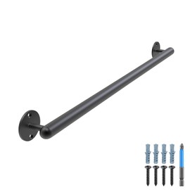 Dolibest 35 Inch Wall Mount Metal Handrail, Staircase Step Handrail, Non-Slip Safety Grab Handle, Barrier-Free Staircase Grab Handle for Elderly, Indoor & Outdoor Use, 1.3 Inch Round