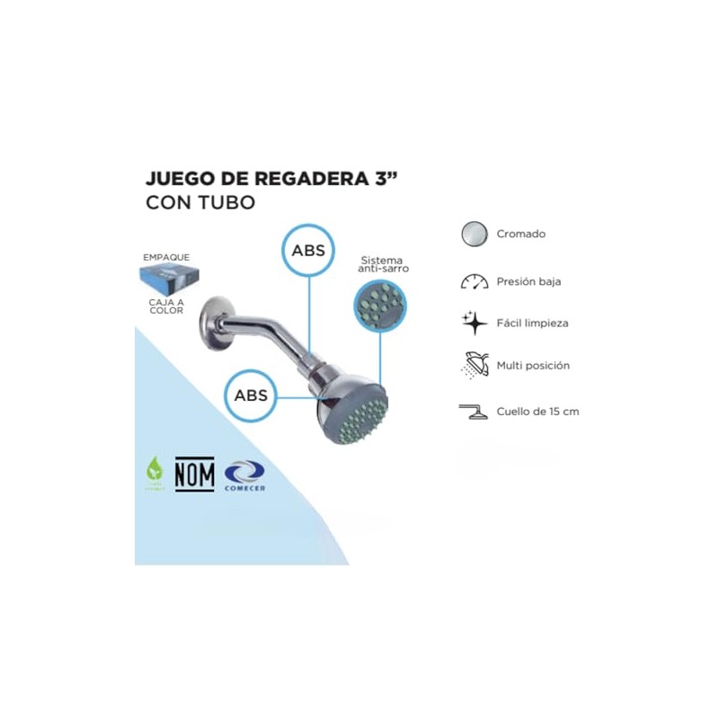 MEER FAUCETS BY CNX Regadera fija con tubo, ahorradora de