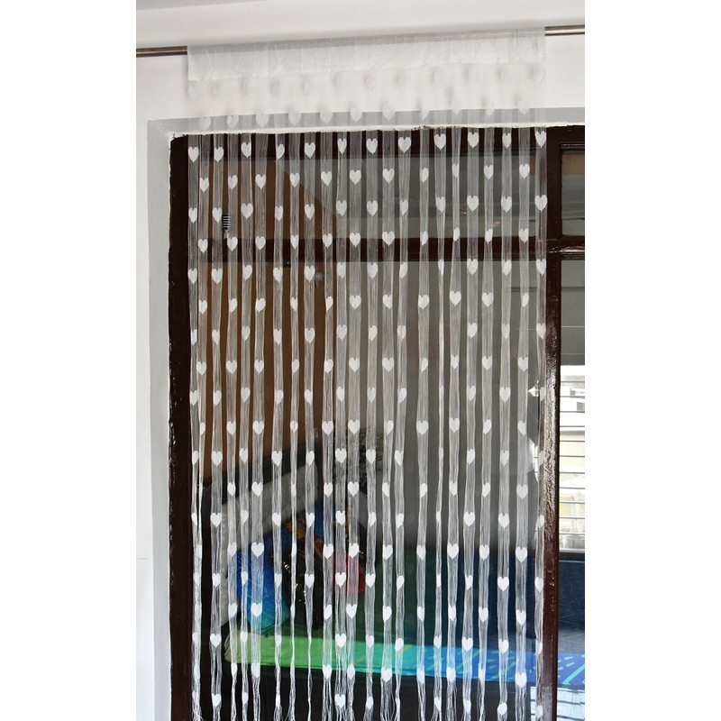 Homefab India White Heart Shape String Door Curtain (1 Pc)