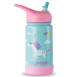 EcoVessel Frost Kids Triple Insulated Bottle with Straw 355ml, Unicorn
