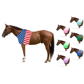 Derby Originals Stars & Stripes Lycra Horse Shoulder Guard – Stretch Slicker with Belly Strap, Anti-Chafe Design for Blanket Rubs, Great for Shows & Parades, Full Size (78"-82")