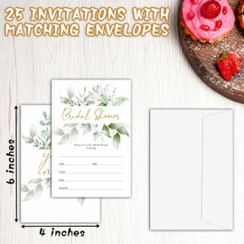 Eucalyptus Bridal Shower Invitations, Greenery Wedding Party Invitations, Gold Foil Bridal Shower Party Fill In Invitation Cards, Engagement Party Favor Supplies(20 Invites With 20 Envelopes) -02