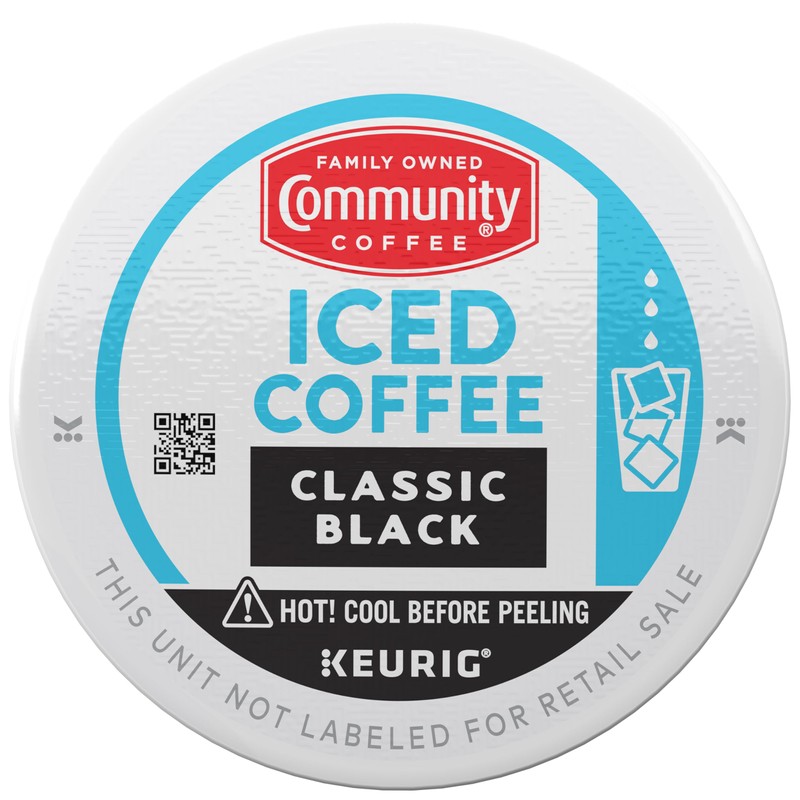 Community Coffee Classic Black, 10 Keurig Iced Coffee Pods, Dark