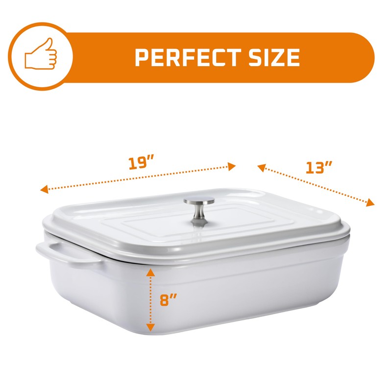 Stoneware Casserole With Lid - Rectangular Pan with Lid -