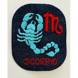 Vintage Denim Scorpio Iron On Patch Astrology Horoscope