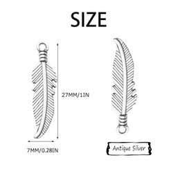 TBFYS 210PCS Feather Charms Bulk Alloy Feather Pendants Charms for DIY Earring Necklace bracelet Key Chain Jewelry Making (Antique Silver)
