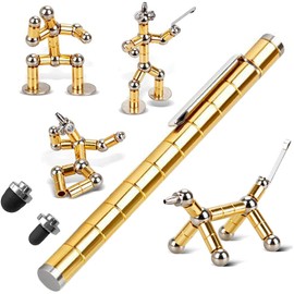 HEYYOUFLY Decompression Magnetic Metal Pen, Eliminate Pressure Fidget Gadgets, Multifunction Writing Magnet Ballpoint Pen, Kids or Friends (Gold)