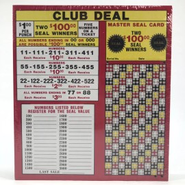 $1.00 CLUB DEAL Punch Card GAME Board Play Raffle Gambling NEW 612 Hole Money