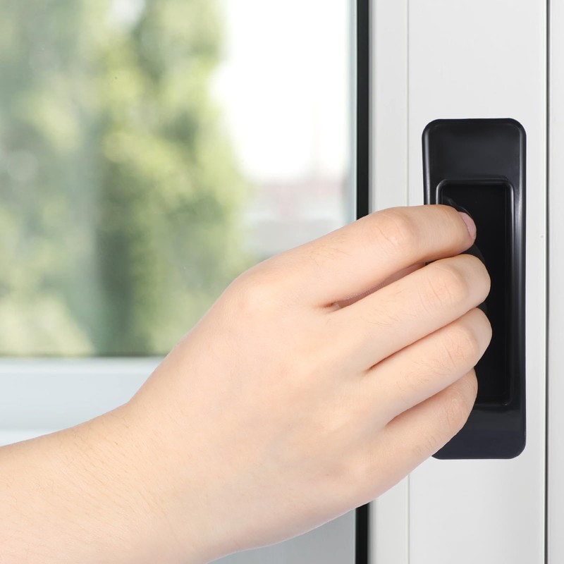 4 Pcs Black Adhesive Cabinet Handles, Self-Stick Instant Drawer Handle,