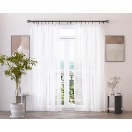 Black Curtain Rod for Windows 72 to 144 inches, 1" Diameter, Adjustable Curtain Rods for Living Room Windows with Decorative Finials - Heavy-Duty, Telescoping curtain rods -Easy to Install, 72-144inch