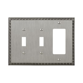 Amerelle Egg & Dart Double Toggle/Single Rocker Cast Metal Wallplate in Antique Nickel