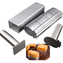 LoBake 2 units Pineapple and rectangle shape aluminium small biscuit mold with stainless steel press stamp fondant cookie molds
