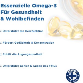 puhdas+ Premium Omega 3 180 mg EPA + 120 mg DHA [80 Capsules] Natural Fish Oil Complex, High Quality and Certified Omega 3 Capsules Fish Oil, Made in Finland