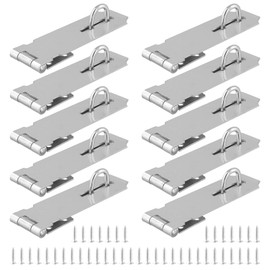 10 PCS 5 Inch Door Hasp Latch, Stainless Steel Padlock Hasp, Heavy Duty Security Hasp with 90 Pcs Screws, Door Locks Hasp Latch for Doors and Cabinets
